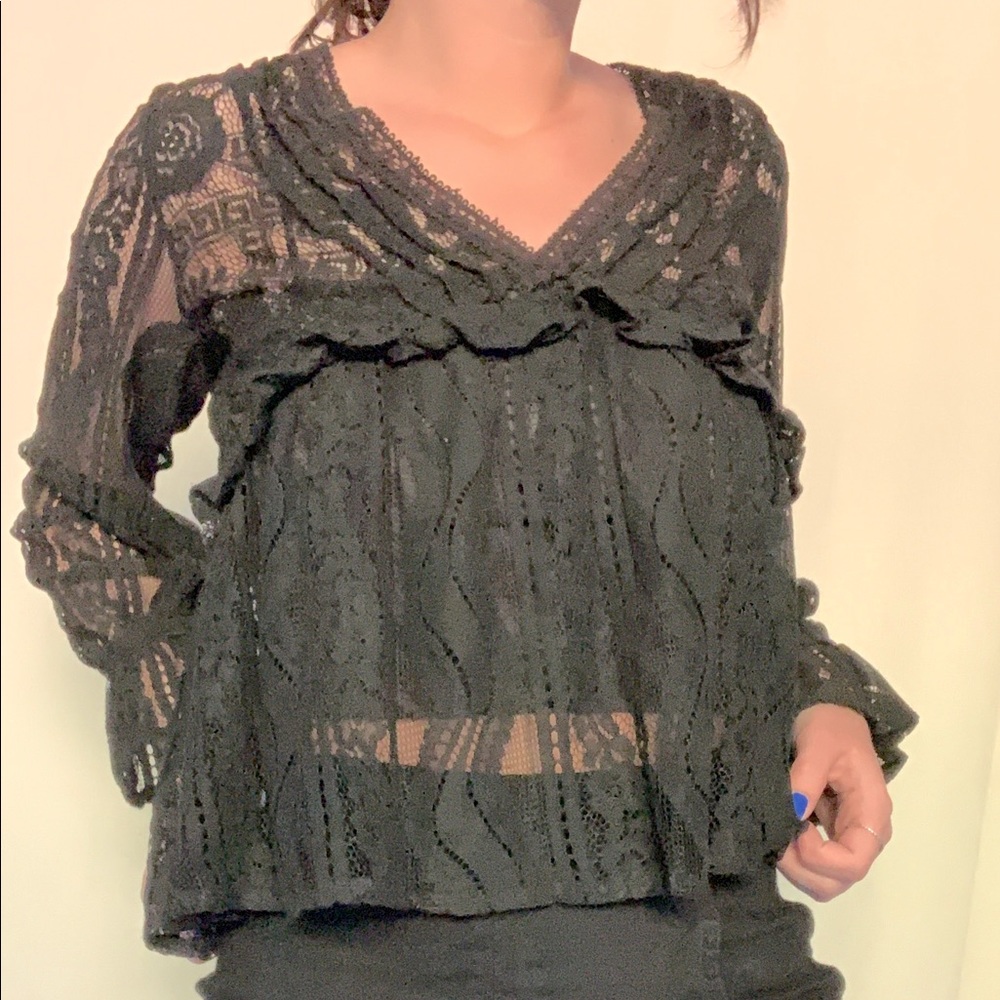 Black Lacey Night Out Blouse